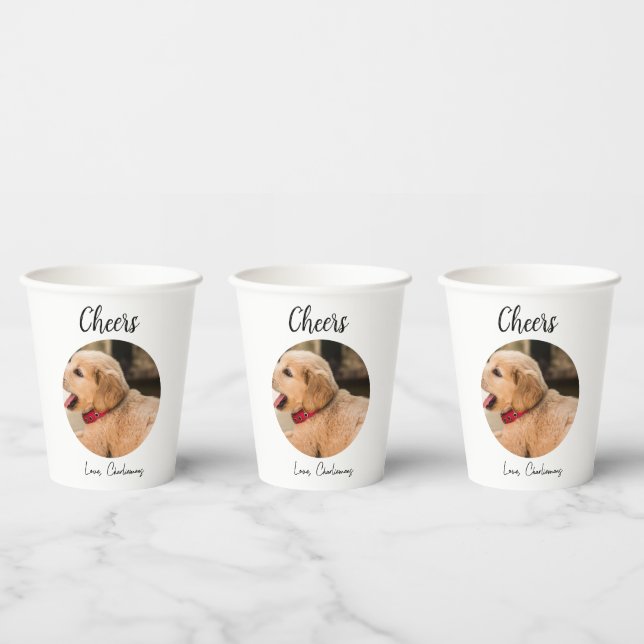 Custom Dog Wedding Favor Dog of Honor Photo cheers Paper Cups (Multi)
