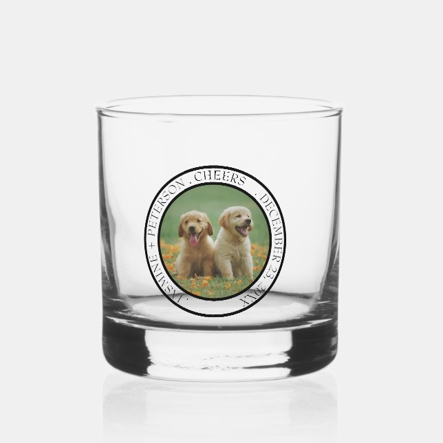 Custom Dog Wedding Favor Dog of Honor Photo cheers Whiskey Glass (Front)
