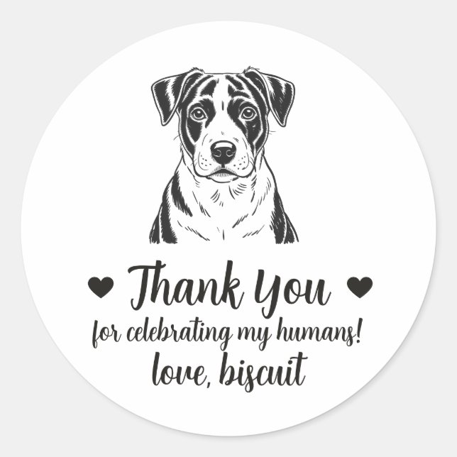 Custom Dog Wedding Favor Stickers (Front)