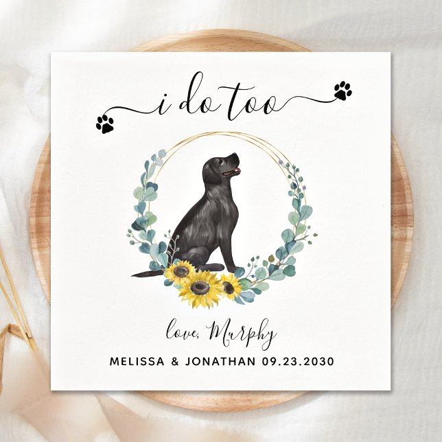 Custom Dog Wedding I Do Too Black Lab Cocktail Napkins (Creator Uploaded)