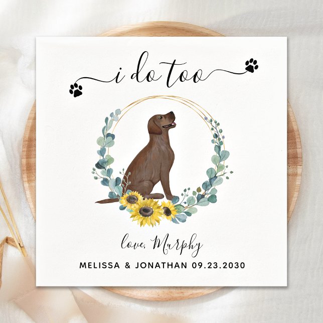 Custom Dog Wedding I Do Too Labrador Cocktail  Napkins (Creator Uploaded)