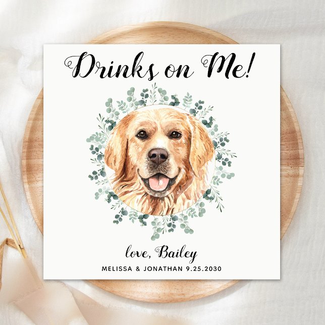 Custom Dog Wedding Open Bar Golden Retriever Napkins (Creator Uploaded)