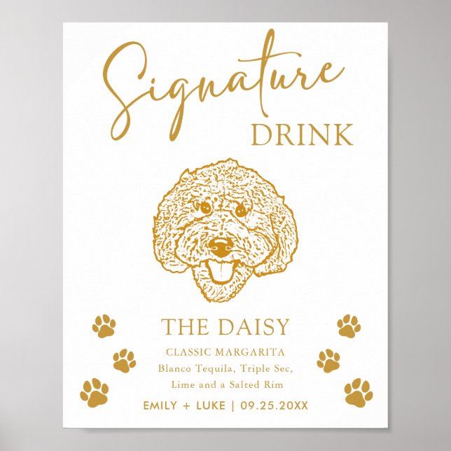 Custom Dog Wedding Signature Drink Sign (Front)