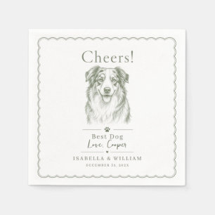 Custom Dog Wedding Signature Minimalist Pet Menu Napkins