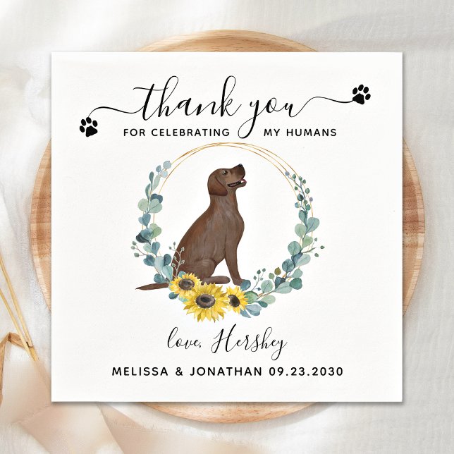 Custom Dog Wedding Thank You Labrador Cocktail  Napkins (Creator Uploaded)