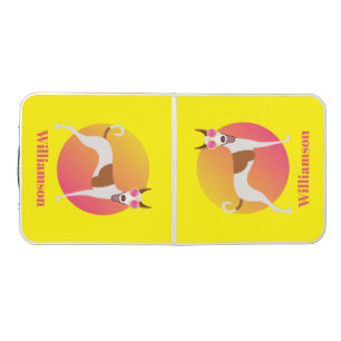 Custom Dog Yellow and Pink Beer Pong Table
