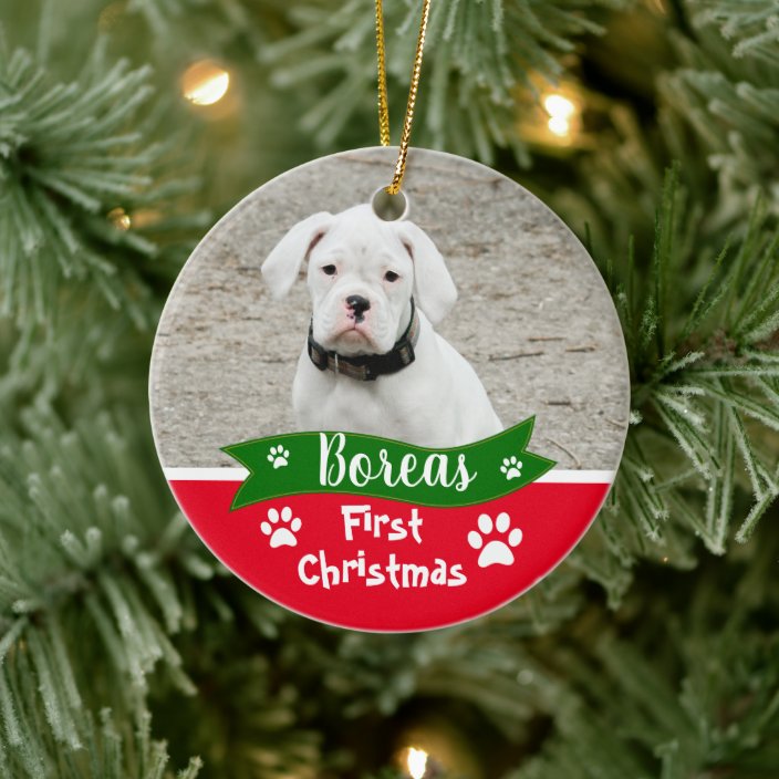 Custom Dogs First Christmas Ceramic Ornament | Zazzle.com