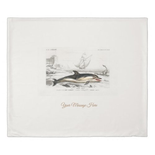 Custom DOLPHIN Illustration I love DOLPHIN Duvet Cover