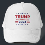 Custom Donald Trump 2024 Take America Back Trucker Hat<br><div class="desc">Make a statement with a Custom Donald Trump 2024 Take America Back Trucker Hat. This hat features the bold "Take America Back" slogan in patriotic colors, perfect for showcasing your support for the 2024 campaign. Designed with a comfortable mesh back and adjustable snap closure, this trucker hat offers a great...</div>