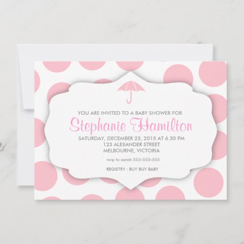 Custom dots baby girl shower invites