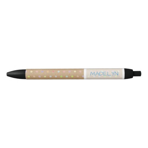 Custom Dots Faux Rustic Brown Kraft Paper Texture Black Ink Pen