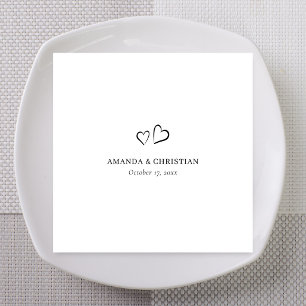 Custom Double Heart Wedding with Names Napkins