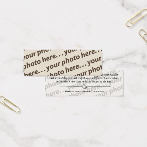 Customizable Custom Double Photo Bookmark w/Thoreau Quote Business Card Template