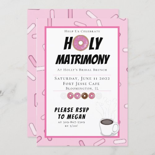 Custom Double Pink Donut Brunch Invitation