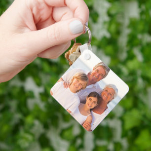Custom Double Sided 2 Photo Family Keychain