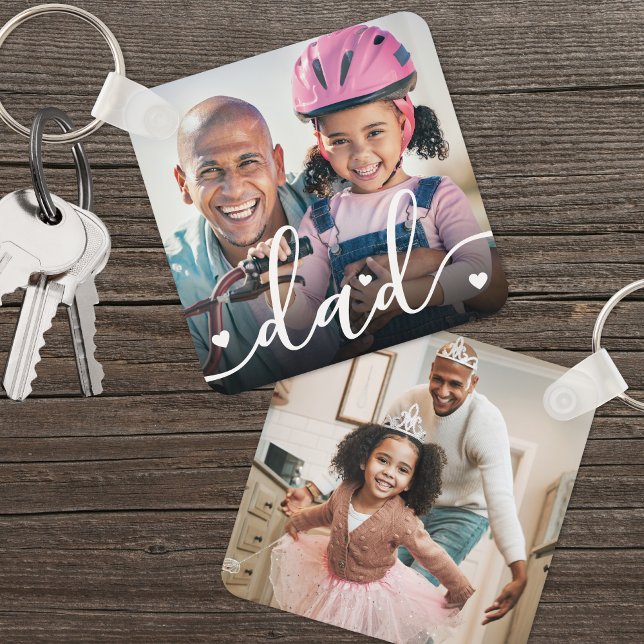 Custom Double Sided Dad Two Photo Keychain (Custom Double Sided Dad Two Photo keychain)