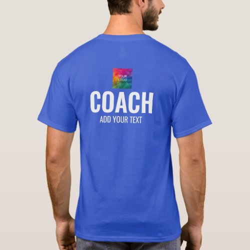 Custom Double Sided Design Mens Coach Deep Blue T_Shirt