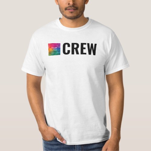 Custom Double Sided Design Mens Staff Crew White T_Shirt