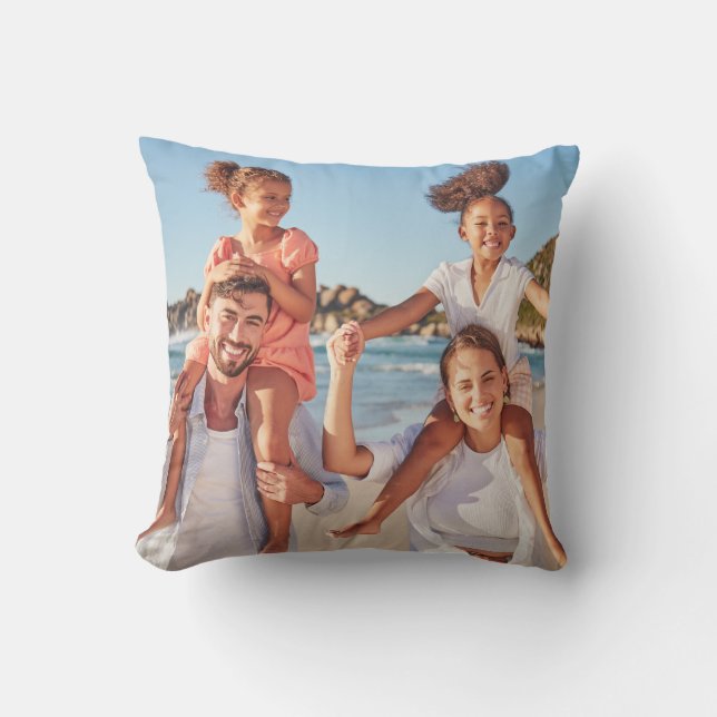 Custom Double Sided Family Photo Throw Pillow (Front)