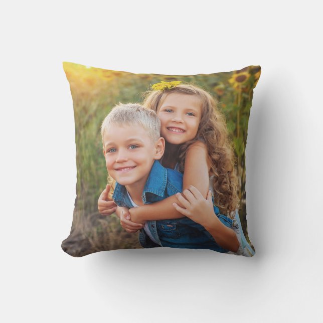 Custom Double Sided Family Photo Throw Pillow (Front)