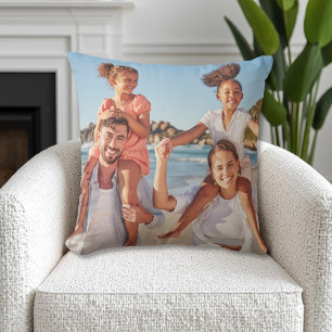 Custom Double Sided Family Photo Throw Pillow