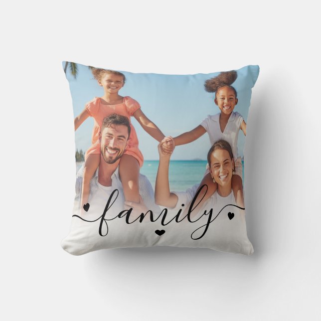 Custom Double Sided Family Photo Throw Pillow (Front)