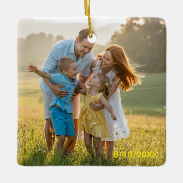 Custom Double Sided Family Two Photo Christmas Cer Ceramic Ornament ...