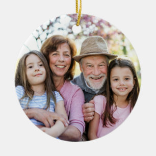Custom Double Sided Family Two Photo Christmas Ceramic Ornament