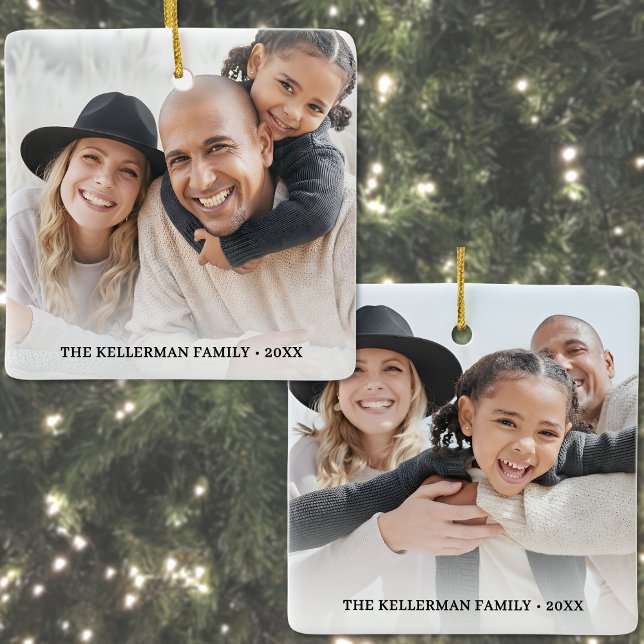 Custom Double Sided Family Two Photo Christmas Ceramic Ornament (Custom Double Sided Family Two Photo Christmas Ceramic Ornament)