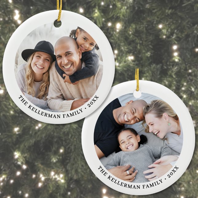 Custom Double Sided Family Two Photo Christmas Ceramic Ornament (Custom Double Sided Family Two Photo Christmas Ceramic Ornament)