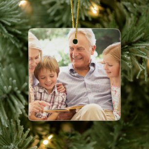 Custom Double Sided Family Two Photo Christmas Ceramic Ornament