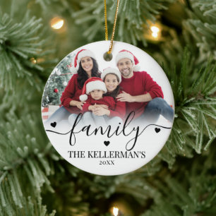 Custom Double Sided Family Two Photo Christmas Ceramic Ornament