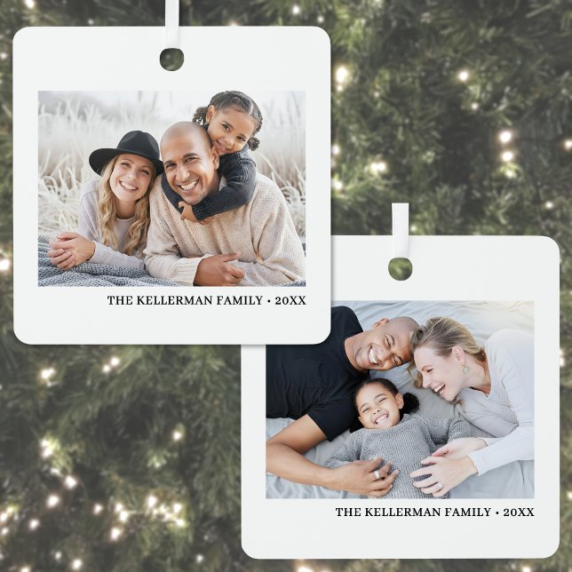 Custom Double Sided Family Two Photo Christmas Metal Ornament (Custom Double Sided Family Two Photo Christmas Metal Ornament )