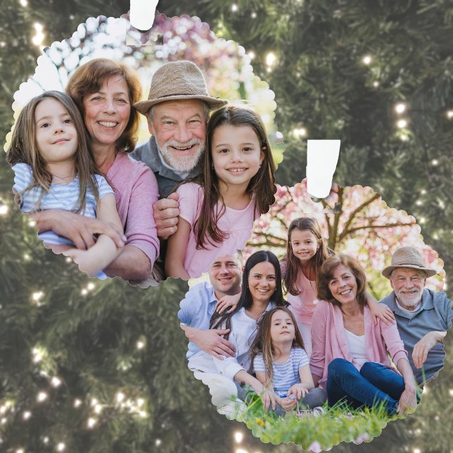 Custom Double Sided Family Two Photo Christmas Ornament Card (Custom Double Sided Family Two Photo Christmas Ornament Card )