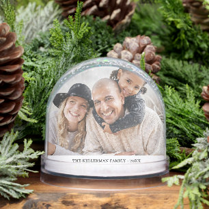 Custom Double Sided Family Two Photo Christmas Snow Globe