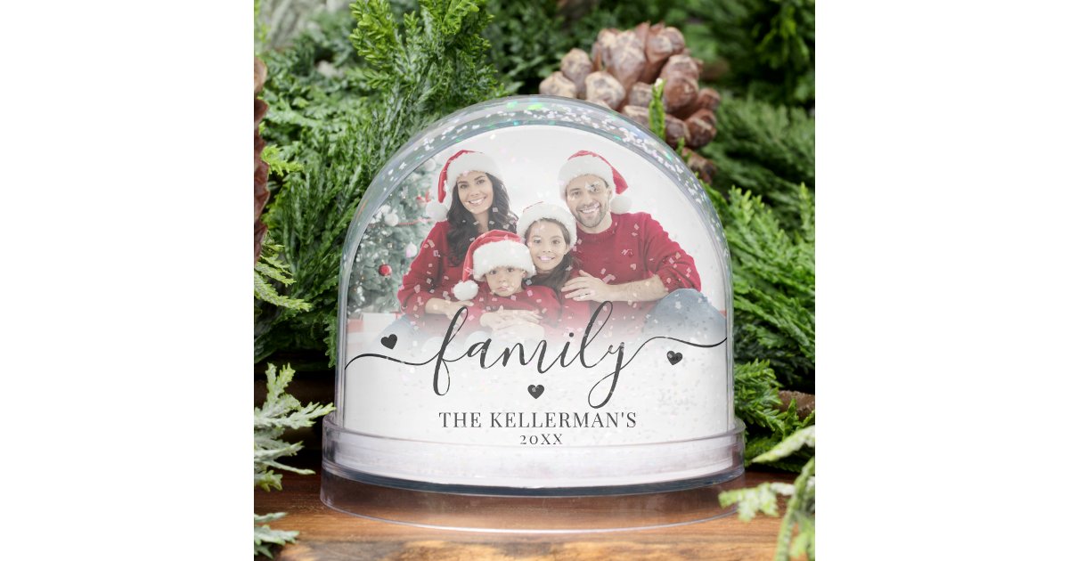 Custom Double Sided Family Two Photo Christmas Snow Globe | Zazzle