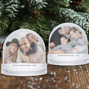 Custom Double Sided Family Two Photo Christmas Snow Globe