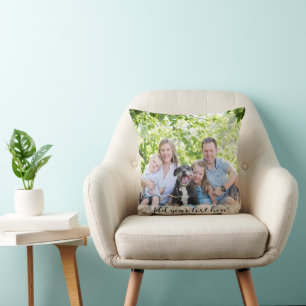 Custom Double Sided Family Two Photo Christmas Throw Pillow