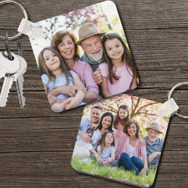 Custom Double Sided Family Two Photo Keychain