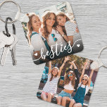 Custom Double Sided Friend Two Photo Keychain<br><div class="desc">Create a custom keepsake with this personalized family or kids photo keychain, now featuring a sweet new design on the front. The layout includes space for one favorite photo with the word "besties" written across the bottom in a flowing script font, accented by a few small heart details. A subtle...</div>