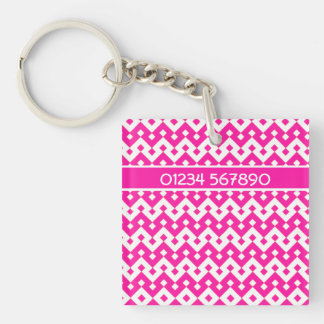 Custom Double-sided Keychain, Candy Pink Geometric Keychain