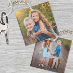 Custom Double Sided Kids Two Photo Keychain<br><div class="desc">Design a meaningful keepsake with this personalized double-sided kids’ photo keychain, a sweet way for parents or grandparents to carry two favorite memories. Add one special picture on the front and another on the back to showcase moments from your child’s life. While it’s perfect for kids’ photos, you can also...</div>