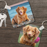 Custom Double Sided Pet Dog Photo Keychain<br><div class="desc">Create a personalized pet keepsake with this custom double-sided dog photo keychain, perfect for any dog mom, dad, or pet lover! Showcase your furry friend by adding two different photos—one for each side—making it a unique and special accessory. Whether as a gift for Christmas, birthdays, or a heartfelt memorial piece,...</div>