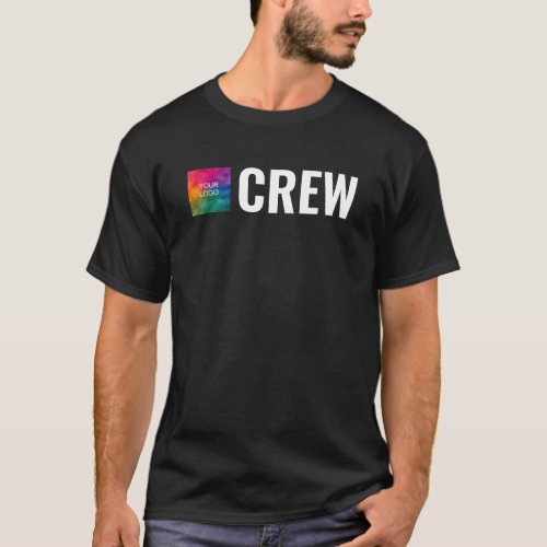 Custom Double Sided Print Mens Black Crew Staff T_Shirt