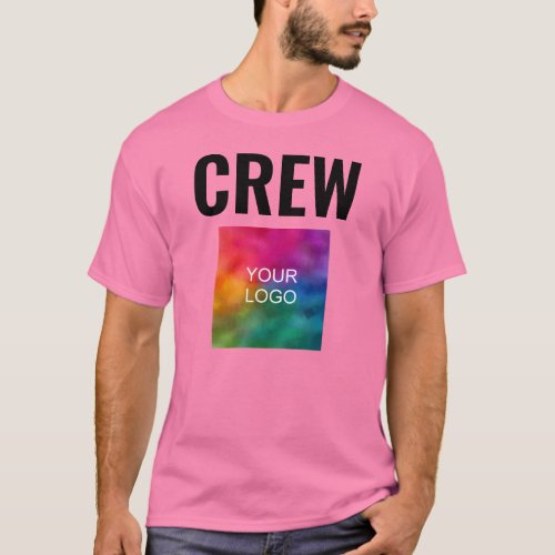 Custom Double Sided Print Pink Mens Crew Template T_Shirt