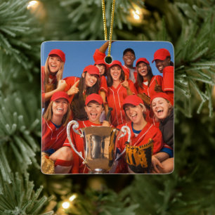 Custom Double Sided Sports Athlete Two Photo Ceramic Ornament