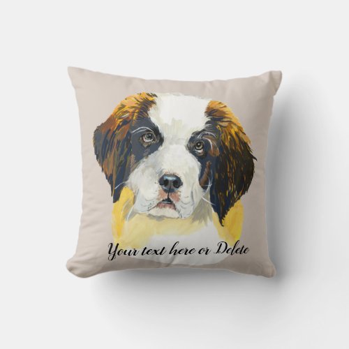 Custom double_sided StBernard dog pattern Throw Pillow