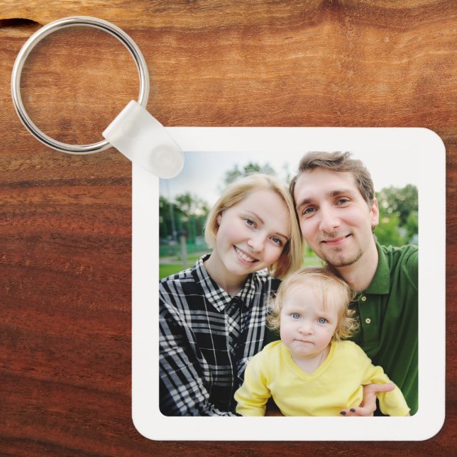 Custom Double Sided Two-Photo Family Keepsake Keychain (Front)