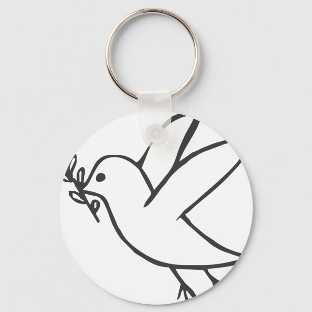 Custom Dove of Peace Sketch Logo Keychain (Front)