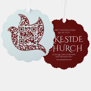 Custom Dove Sign Church QR Code Ornament Card